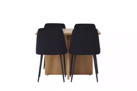 Valgomojo stalas Leo 100*75 - Oaklook / Oaklook MDF + naktinė valgomojo kėdė - juoda / juoda aksominė _4