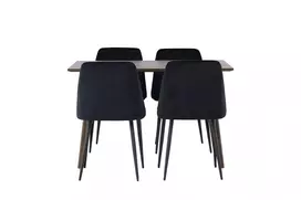 Valgomojo stalas Kaseidon, Ruda+4 kėdės Naktis, Juoda