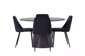 Lanzo valgomojo stalas φ120 – Mocca/Mocca + naktinė valgomojo kėdė – juoda / juoda aksominė _4