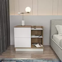 Naktinis staliukas, Hanah Home, baltas Riešutas, 72 x 60 x 45, cm