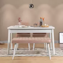 Stalo ir kėdžių rinkinys (4 dalys), Hanah Home, baltas Akmuo, 120 x 77 x 75, cm