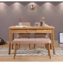 Stalo ir kėdžių rinkinys (4 dalys), Hanah Home, Atlanto pušis Akmuo, 120 x 77 x 75, cm