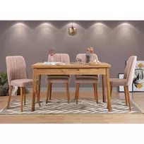 Stalo ir kėdžių rinkinys (5 dalys), Hanah Home, Atlanto pušis Akmuo, 120 x 77 x 75, cm