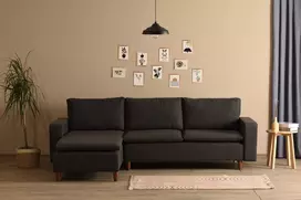 Kampinė sofa Hanah Home Lungo , tamsiai pilka