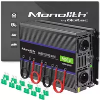 Qoltec Monolith 6000 MS bangų įtampos keitiklis | nuo 12V iki 230V | 3000/6000W | USB
