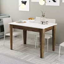 Virtuvės stalas, Hanah Home, graikinis riešutas Balta, 110 x 75 x 72, cm