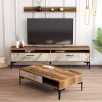 Svetainės baldų komplektas, Hanah Home, Riešutas Balta, 180 x 47 x 35, cm