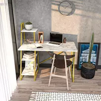 Darbo stalas, Hanah Home, baltas Auksinis, 120 x 120 x 60, cm