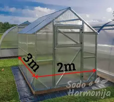 Šlaitinis šiltnamis SH SMART 2x3m, 6mm danga