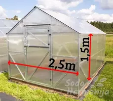 Šlaitinis šiltnamis SH CLASIC 2.5x4m, 4mm danga