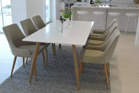 Valgomojo stalas Polar – Oak Look / baltas – 180*90*H75 + „Plaza“ valgomojo kėdė, 2 pak. – Oak Look / šviesiai pilka _6