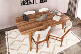 Ištraukiamas valgomojo stalas, Hanah Home, Riešutas, 129 x 79 x 80, cm