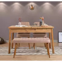 Ištraukiamas valgomojo stalo ir kėdžių rinkinys (4 dalys), Hanah Home, Atlanto pušis Akmuo, 120 x 77 x 75, cm