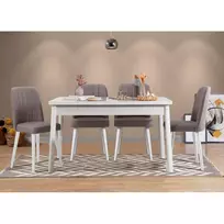 Stalo ir kėdžių rinkinys (5 dalys), Hanah Home, baltas Pilka, 120 x 77 x 75, cm