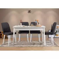 Stalo ir kėdžių rinkinys (5 dalys), Hanah Home, baltas Antracitas, 120 x 77 x 75, cm
