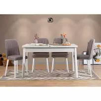 Ištraukiamas valgomojo stalo ir kėdžių rinkinys (5 vnt.), Hanah Home, baltas Pilka, 120 x 77 x 75, cm