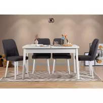 Ištraukiamas valgomojo stalo ir kėdžių rinkinys (5 vnt.), Hanah Home, baltas Antracitas, 120 x 77 x 75, cm