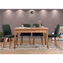 Ištraukiamas valgomojo stalo ir kėdžių komplektas (5 dalys), Hanah Home, Atlanto pušis Žalia, 120 x 77 x 75, cm