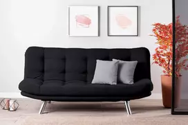 Trivietė sofa-lova Hanah Home Misa, juoda, 200 x 95 x 105