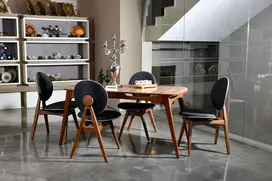 Stalo ir kėdžių rinkinys (5 vnt.), Hanah Home, graikinis riešutas Antracitas, 160 x 75 x 80, cm