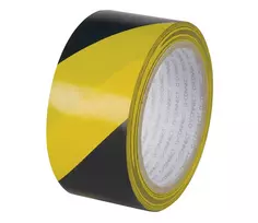 Signalinė juosta 48mm x 20m, juoda/gelt., lipni