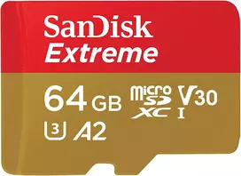 Atminties Kortelė SanDisk Extreme microSDXC 64GB + SD adapteris + 1 year Rescue
