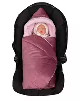Blanket with hood -499 - SWADDING TO CAR SEAT - with filling - VELVET - size 80x80 - DIRTY PINK