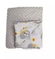 Blanket - 664- with filling - MINKY / COTTON  - size 75x90 - GREY