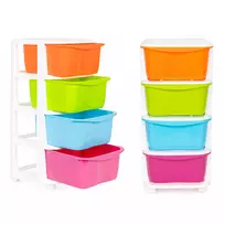 Daiktų laikymo sistema su 4 ištraukiamais plastikiniais stalčiais