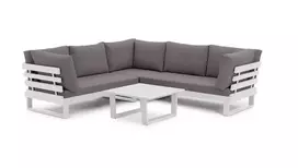 Lauko baldų komplektas Ibiza Balta/Pilka, 5 asmenims