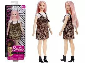 Barbė lėlė Fashionistas leopardo suknelė ZA3160