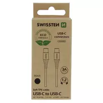 Swissten Soft 3A USB-C – USB-C duomenų ir įkrovimo laidas 1,2 m