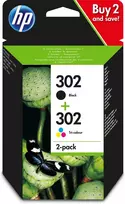 HP 302 2 pakuočių juodos/trispalvės originalios rašalo kasetės