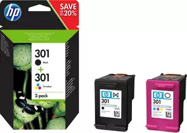 HP 301 2 pakuočių juodos/trispalvės originalios rašalo kasetės