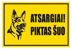 Lipdukas atsargiai piktas šuo 180x120mm