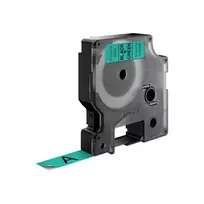 Dymo D1 juosta 12 mm x 7 m, juoda žaliame fone