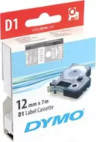 Dymo D1 -teippi 12 mm x 7 m, valkoinen läpinäkyvällä pohjalla