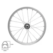 Priekinis ratas 16" 20H V-brake, veržlė, sidabrinis (plienas)