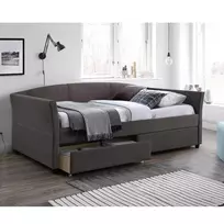 Lova GENESIS su čiužiniu HARMONY TOP (86861) 90x200cm, 2 stalčiai, rėmas dengtas audiniu, spalva: pilka