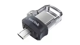 SanDisk Ultra Dual m3.0 USB atmintukas 32GB USB Type-A / Micro-USB 3.2 Gen 1 (3.1 Gen 1) Juoda, Sidabras, Permatomas