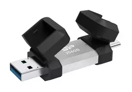 SILICON POWER 256GB, USB TYPE-A and TYPE-C FLASH DRIVE, MOBILE C51, Silver