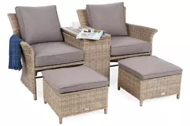 Lauko fotelių su pufais komplektas Milos Plus, Beige