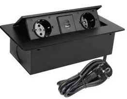 Įmontuojamas ilgintuvas Design Light, 2 vietos, USB A+C, 3 m