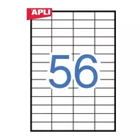 Lipnios etiketės APLI, 52,5 x 21,2 mm, A4, 56 lipdukai lape, 100 lapų, balta, pak.