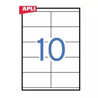 Lipnios etiketės APLI, 105 x 57 mm, A4, 10 lipdukai lape, 100 lapų, balta, pak.