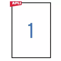 Lipnios etiketės APLI, 210 x 297 mm, A4, 1 lipdukai lape, 25 lapai, balta, pak.