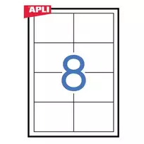 Lipnios etiketės APLI, 97 x 67,7 mm, A4, 8 lipdukai lape, 100 lapų, balta, pak.