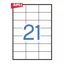 Lipnios etiketės APLI, 70 x 42,4 mm, A4, 21 lipdukai lape, 100 lapų, balta, pak.
