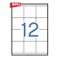 Lipnios etiketės APLI, 70 x 67,7 mm, A4, 12 lipdukai lape, 100 lapų, balta, pak.