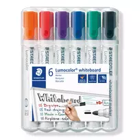 Žymeklis baltai lentai STAEDTLER LUMOCOLOR 351, 2 mm, 6 spalvų rinkinys, pak.